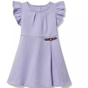 Janie and Jack Lavender Ponte Ruffle Sleeve Dress Size 3 Equestrian Buckle